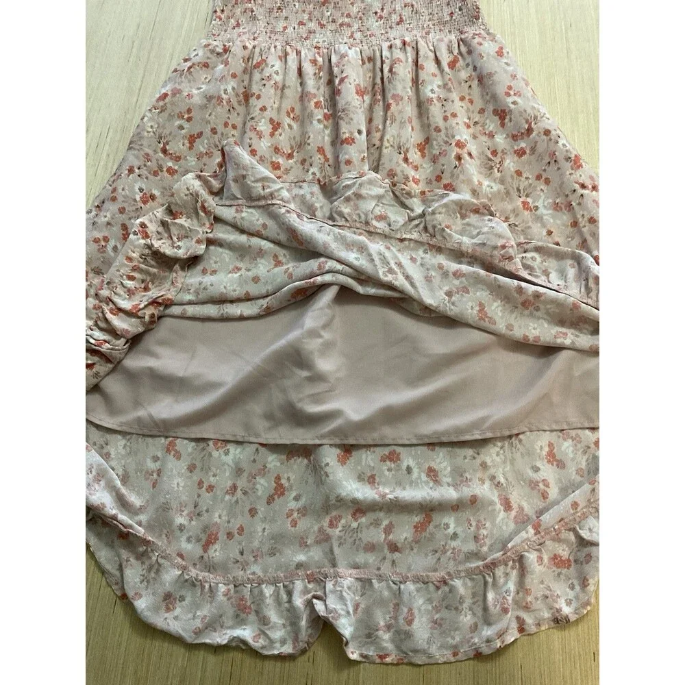 Forever 21 Smocked Spaghetti Straps Floral Pink Orange Plus Size 2X Sun Dress - Picture 7 of 9